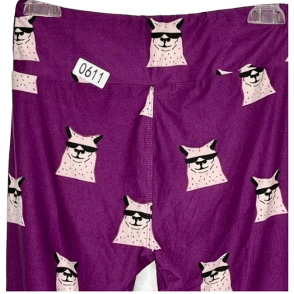 LuLaRoe Simply Comfortable Llama Alpaca Leggings -Purple/Black - OS (2-10) - Picture 5 of 9